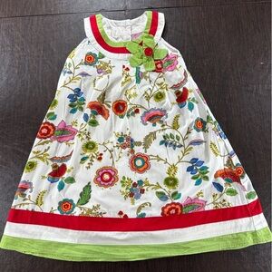Cutey Couture Green Red and White Floral Girls Dress Sz 3 Years